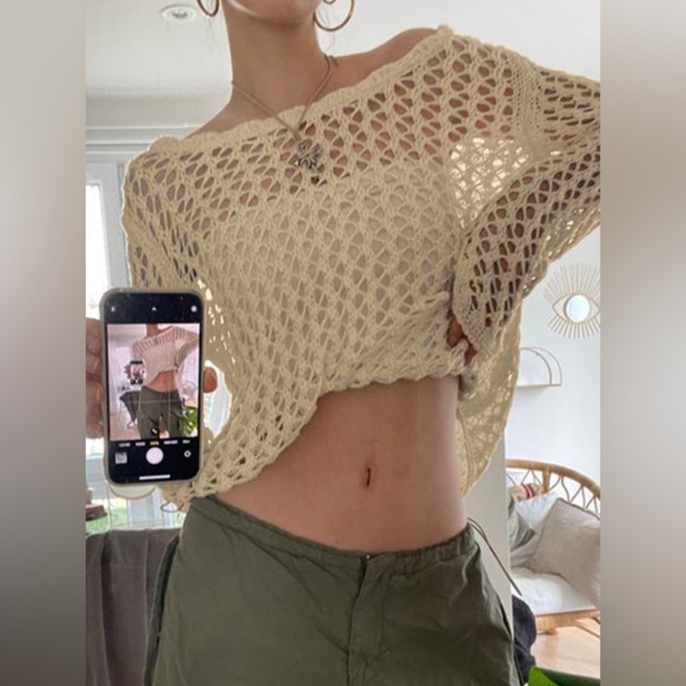 knit crochet long sleeve top